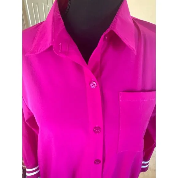 Vintage-Inspired Joh Wiletta Top Hot Pink Retro S Varsity Jacket Schoolgirlcore - Picture 8 of 10